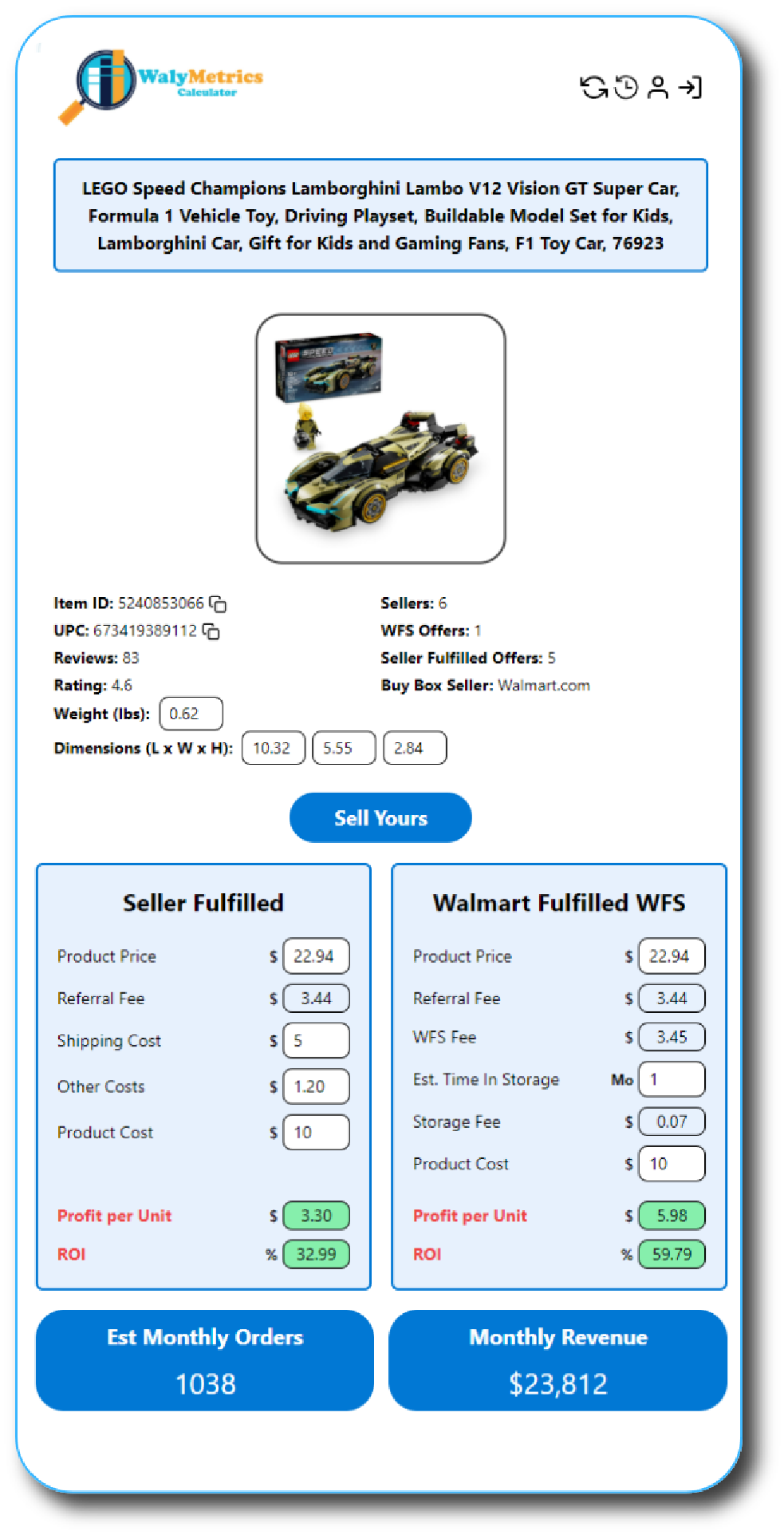 Sellers with a chrome extension calculator and statistical improvements